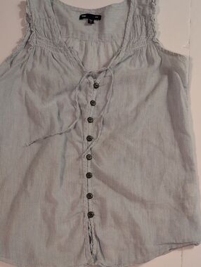 GAP Thin Striped Top White and Navy Sz XS